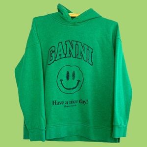 Ganni Have a Nice Day Casual Cotton Graphic Hoodie XXS/XS